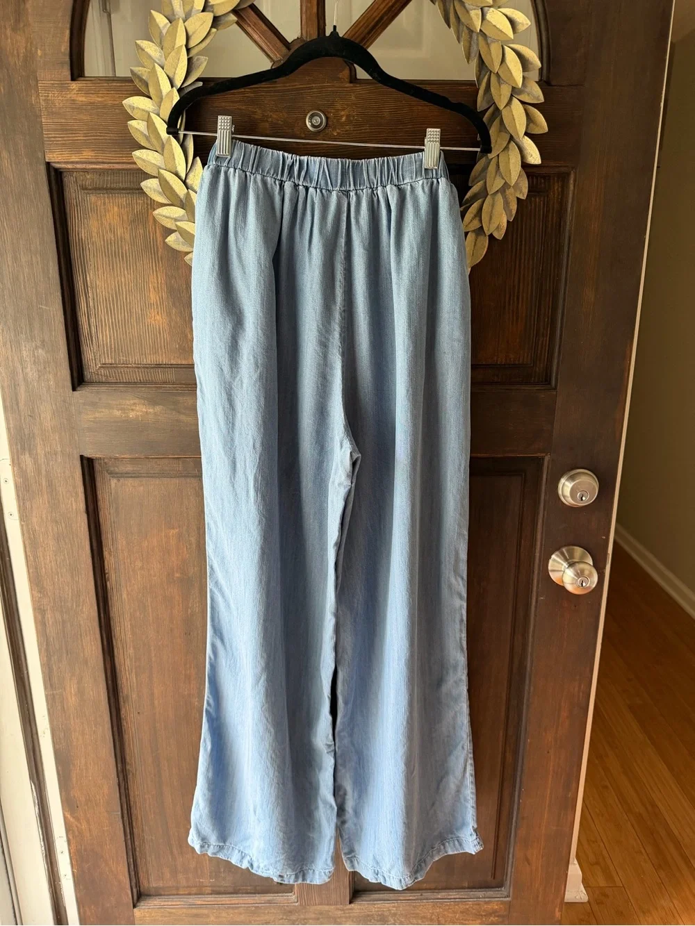 Francesca's Light Blue Tie-Waist Wide Leg Pants - Picture 5 of 7
